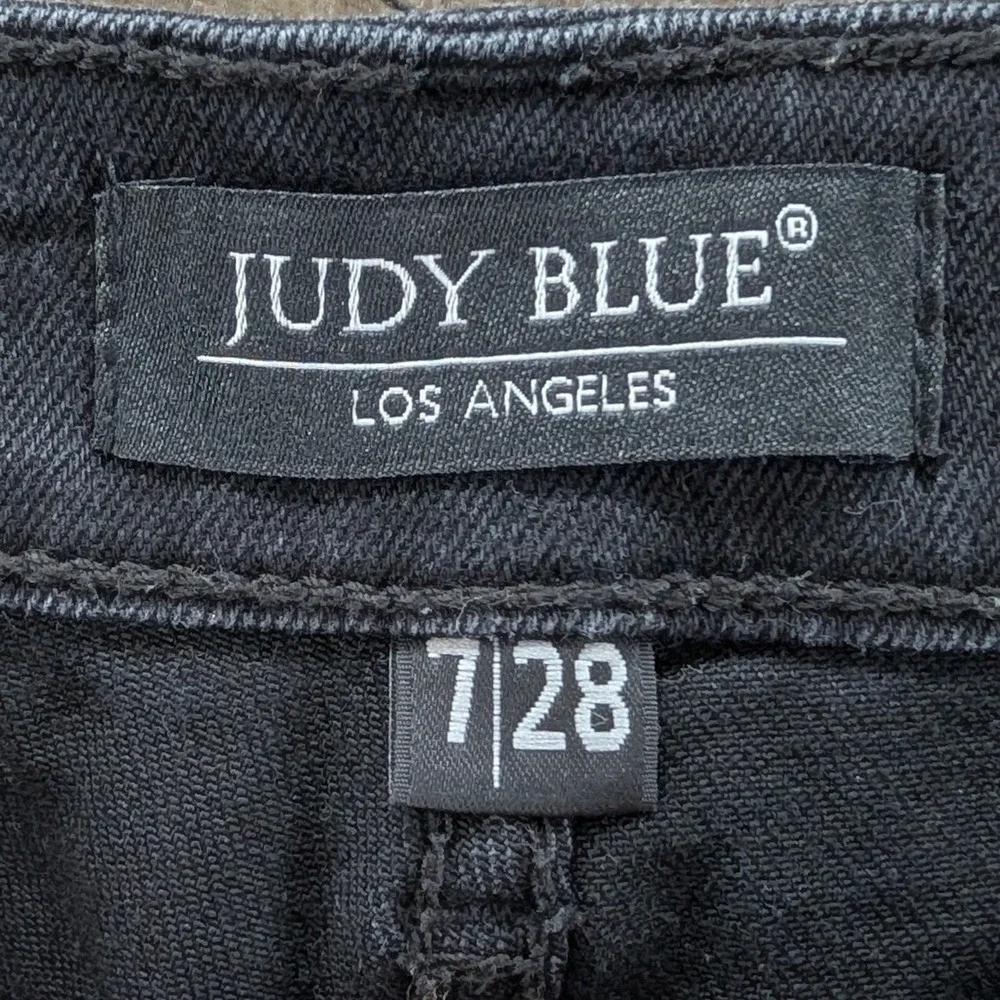 Judy Blue Boyfriend Jeans Women's 7/28 Black Stretch Denim Distressed Pants - Picture 4 of 9